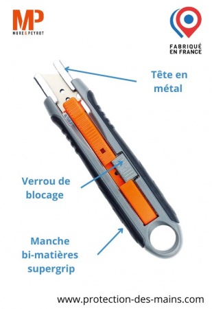 Couteau de sécurité bi-matière - Lame rétractable (l\'unité)