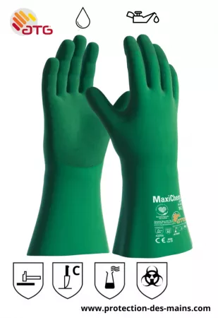 Gants ATG MaxiChemCut 76-833 - Anticoupure B - Etanche - Nitrile (la paire)