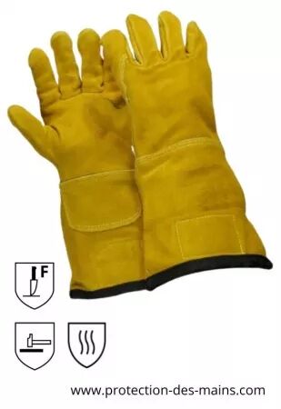 Gants cuir manches longues - Doublure anticoupure niveau F - Spécial barbelé rasoirs (la paire) 