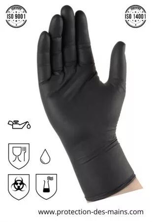 Gants jetables nitrile noir (boite de 100 gants)