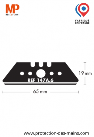 Lames trapèzes à bouts arrondis - Acier - 65 mm (10 lames) 