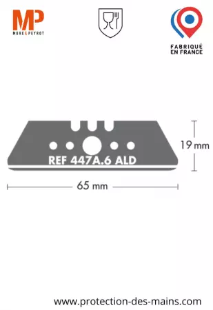 Lames trapèzes à bouts arrondis - Inox alimentaire - 65 mm (10 lames) 