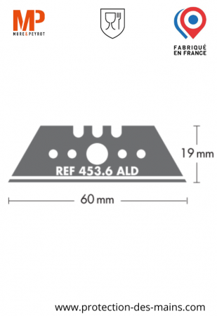 Lames trapèzes à bouts pointus - Inox alimentaire - 60 mm (10 lames) 