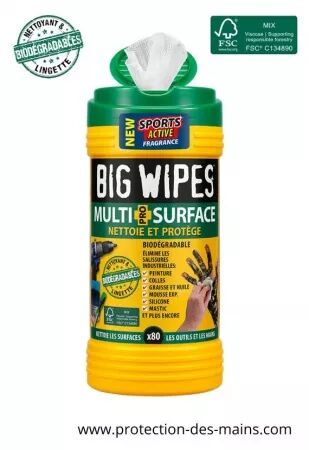 Lingettes biodégradables Big Wipes Multi surface Pro Plus  (80 lingettes) 