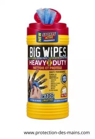 Lingettes nettoyantes Big Wipes Heavy Duty | Mains et surfaces (100 lingettes) 